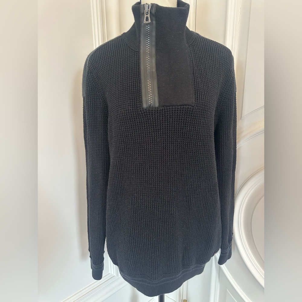 Hugo Boss Orange Quarter 1/4 Zip Up Sweater in Black and Gray (Size XXL)